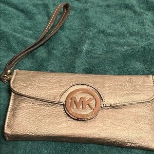 MK Gold Wristlet Clutch